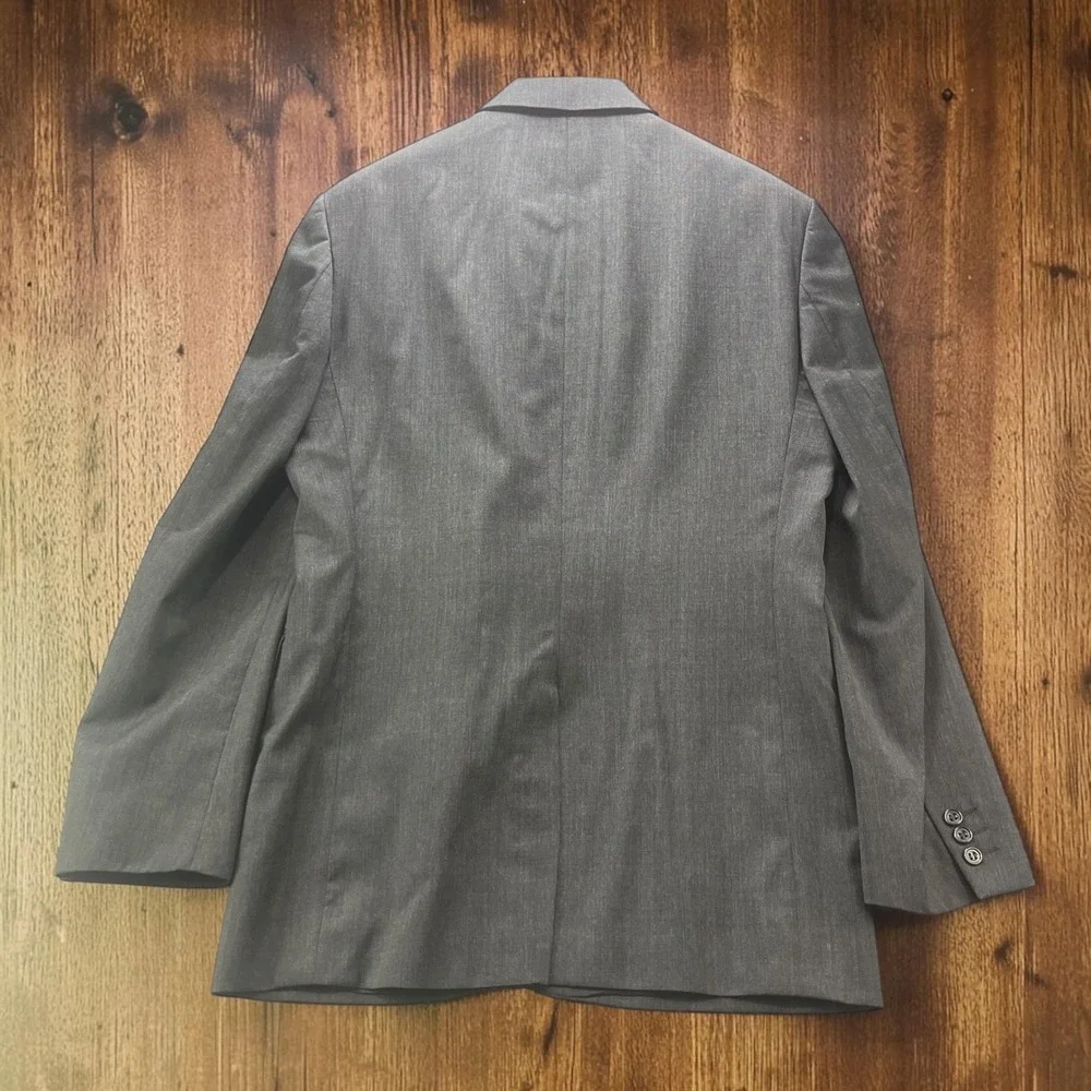 Alexandre London Savile Row Grey Textured Wool Suit 42L Pleated Cuffed W34xL32
